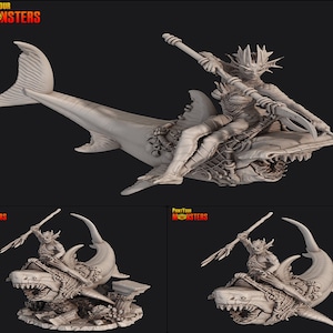 Great White Shark | Hammerhead Shark • Dark Water Sanctum • by Print Your Monsters | Dungeons and Dragons | D&D | DnD | Resin Miniature