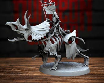 Undead Triceratops Dino Mount Miniature for Dungeons and Dragons Tabletop RPG