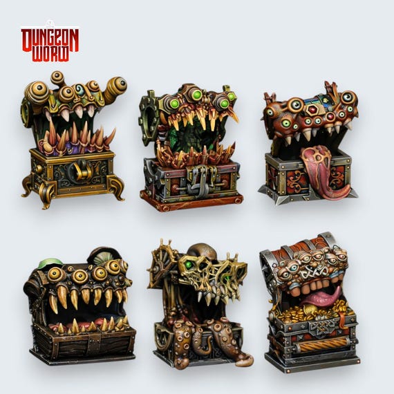 Mimic Treasure Chest Mini Set for Dungeons and Dragons Tabletop