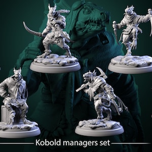 Kobold Managers Set (6 Models) • Monstrooffice • by White Werewolf Tavern | Dungeons and Dragons | Tabletop Games | Resin Miniature