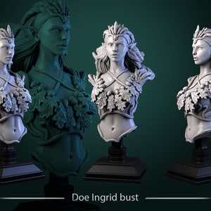 Doe Ingrid Bust • Mystical Forest • by White Werewolf Tavern | Dungeons and Dragons | Tabletop Games | Wargames | Resin Miniature