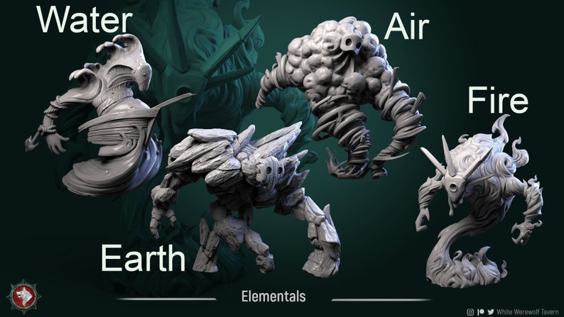 Greater Elementals Amazing Set • 4 Elements • by White Werewolf Tavern ...