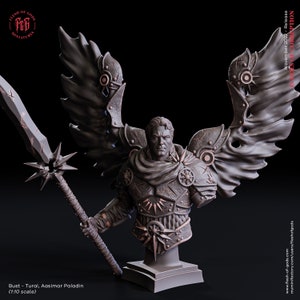 Tural Aasimar Paladin Bust • Echoes of Corruption • by Flesh Of Gods | Dungeons and Dragons | Tabletop Games | Wargames | Resin Miniature