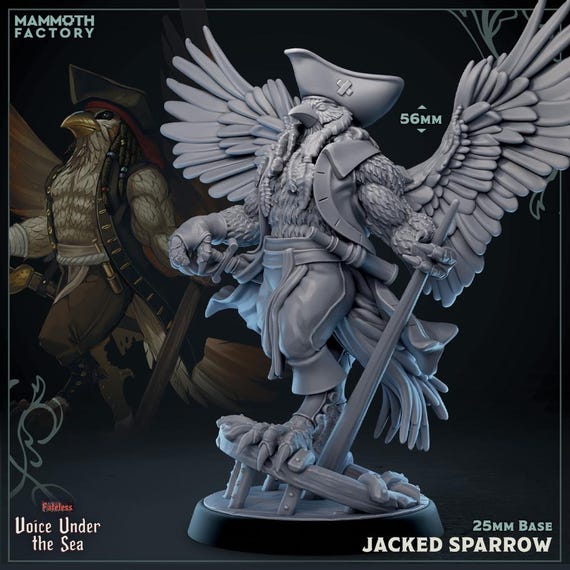 Aarakocra Pirate Captain Miniature Birdfolk Swashbuckler Rogue for