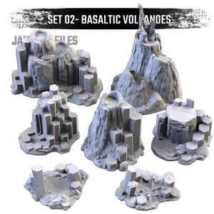 Basaltic Volcanoes (7 Modelle) von Txarli Factory | Post Apocalyptic | Wargames | DnD | Dungeons and Dragons | Streu gelände | Diorama