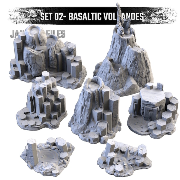 Volcans basaltiques (7 modèles) par Txarli Factory | | post-apocalyptique Wargames | | DnD Donjons et Dragons | | de terrain dispersé Diorama