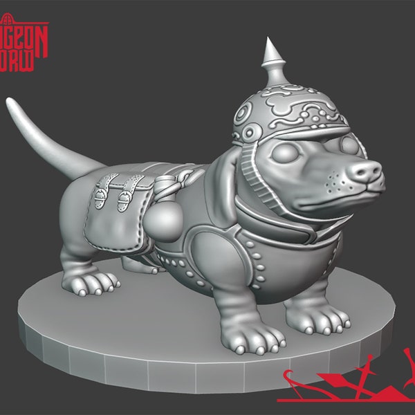 Daring Dachshund | Dachshund Companion for Dungeons and Dragons | D&D | DnD | Tabletop Games | Wargames | Resin Miniature | Clay's Kiln