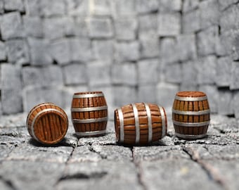 Juego de 4 barriles de madera para Dungeons and Dragons, D&D, Pathfinder, RPG, 5e, DnD, juegos de mesa, accesorios, terreno disperso y kit de posada
