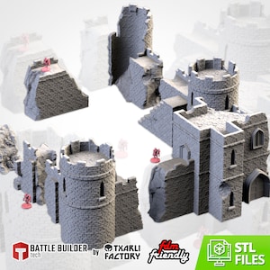 Burgruine von Txarli Factory (7 Modelle) | Postapokalyptisch | Kriegsspiele | DnD | Dungeons und Drachen | Streu Terrain | Diorama