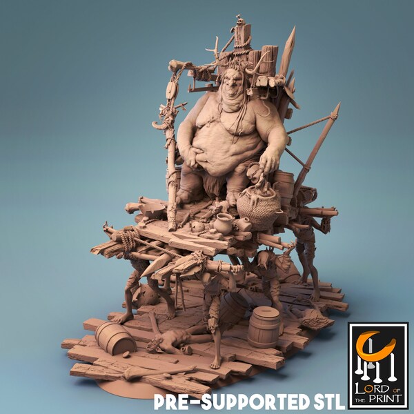 Goblin King on Palaquin (2 Poses) • Gobelin's Lair • by Lord Of The Print | Dungeons and Dragons| Tabletop Games| Wargames | Resin Miniature