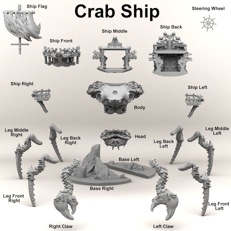 Crab Pirates Ship morts-vivants par Print Your Monsters Donjons et Dragons D&D DnD Jeux de table Jeux de guerre Résine Miniature image 5