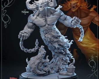 Fire Genie Djinn Miniature for Dungeons and Dragons Tabletop RPG