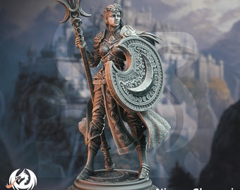 Female Moon Cleric Miniature for Dungeons and Dragons Tabletop RPG