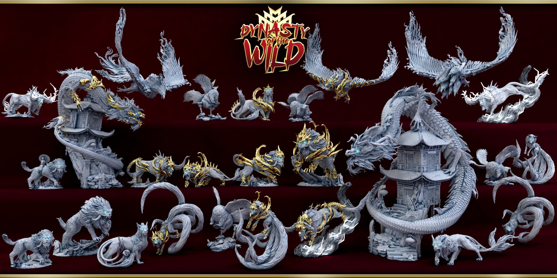 狛犬 (5 つのポーズ) • Dynasty Of The Wild • Mini Monster