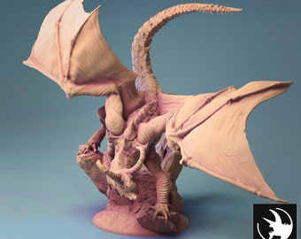 Viking Dragon Fafnir Crawling Miniature for Dungeons and Dragons Tabletop RPG