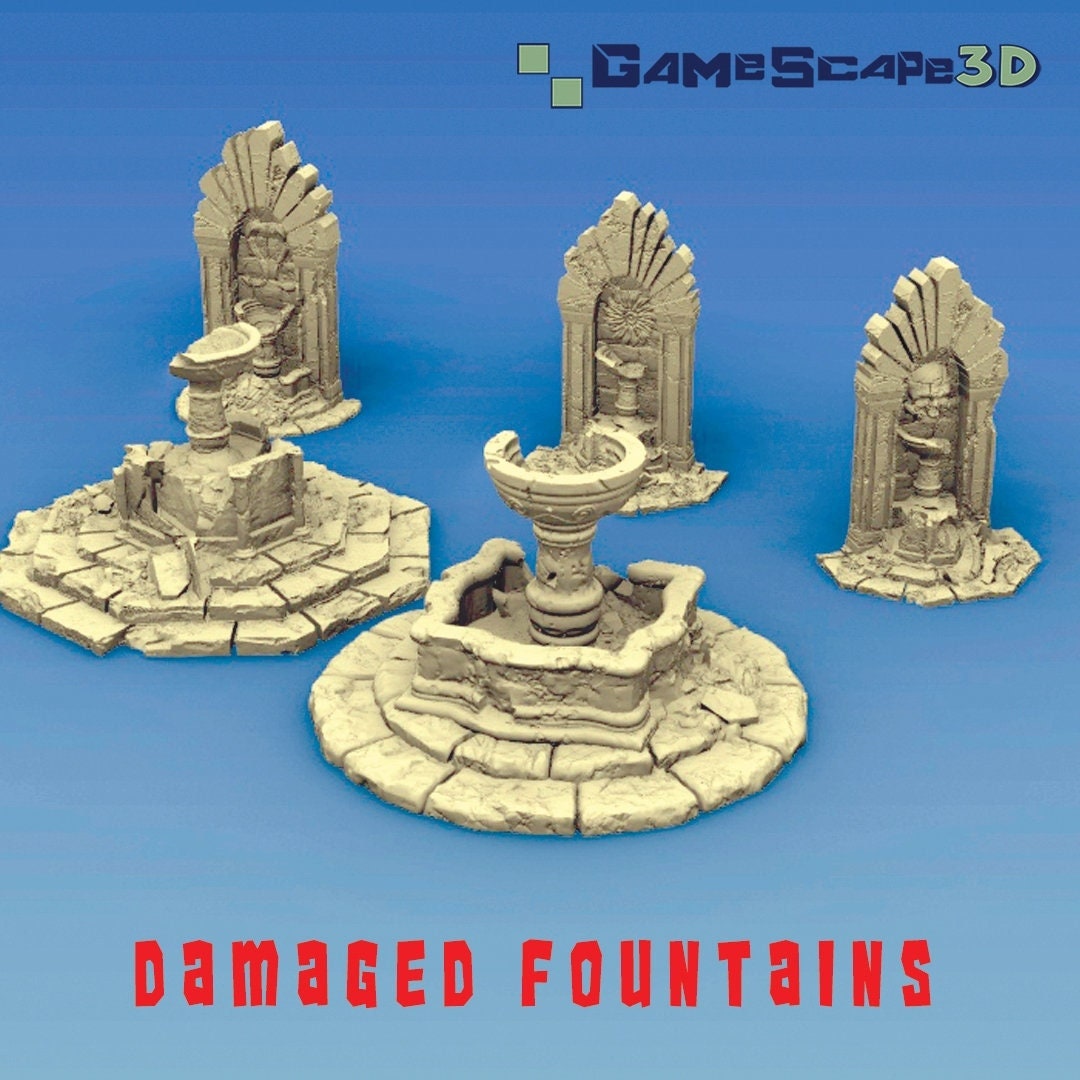 Damaged Fountains 5 Models by Gamescape3d Dungeons and Dragons D&D