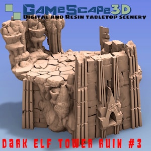 Ruined Dark Elf Tower by Gamescape3D | Dungeons and Dragons | D&D | Wargames | DnD | Tabletop Games | Scatter Terrain