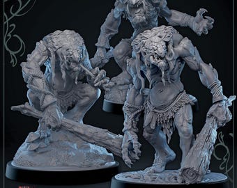 Hag Cursed Trolls (3 Poses) • Snow Blight • by Mammoth Factory | Dungeons and Dragons | Tabletop Games | Resin Miniature