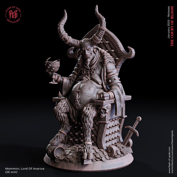 Demon Mammon Lord of Avarice Miniature for Dungeons and Dragons