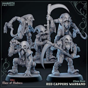 Conjunto de miniaturas de Goblins Assassinos de Gorro Vermelho para RPG de mesa D&D Whole Set