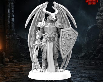 Winged Dragonborn Paladin Dungeons and Dragons-miniatuur voor tabletop-RPG's
