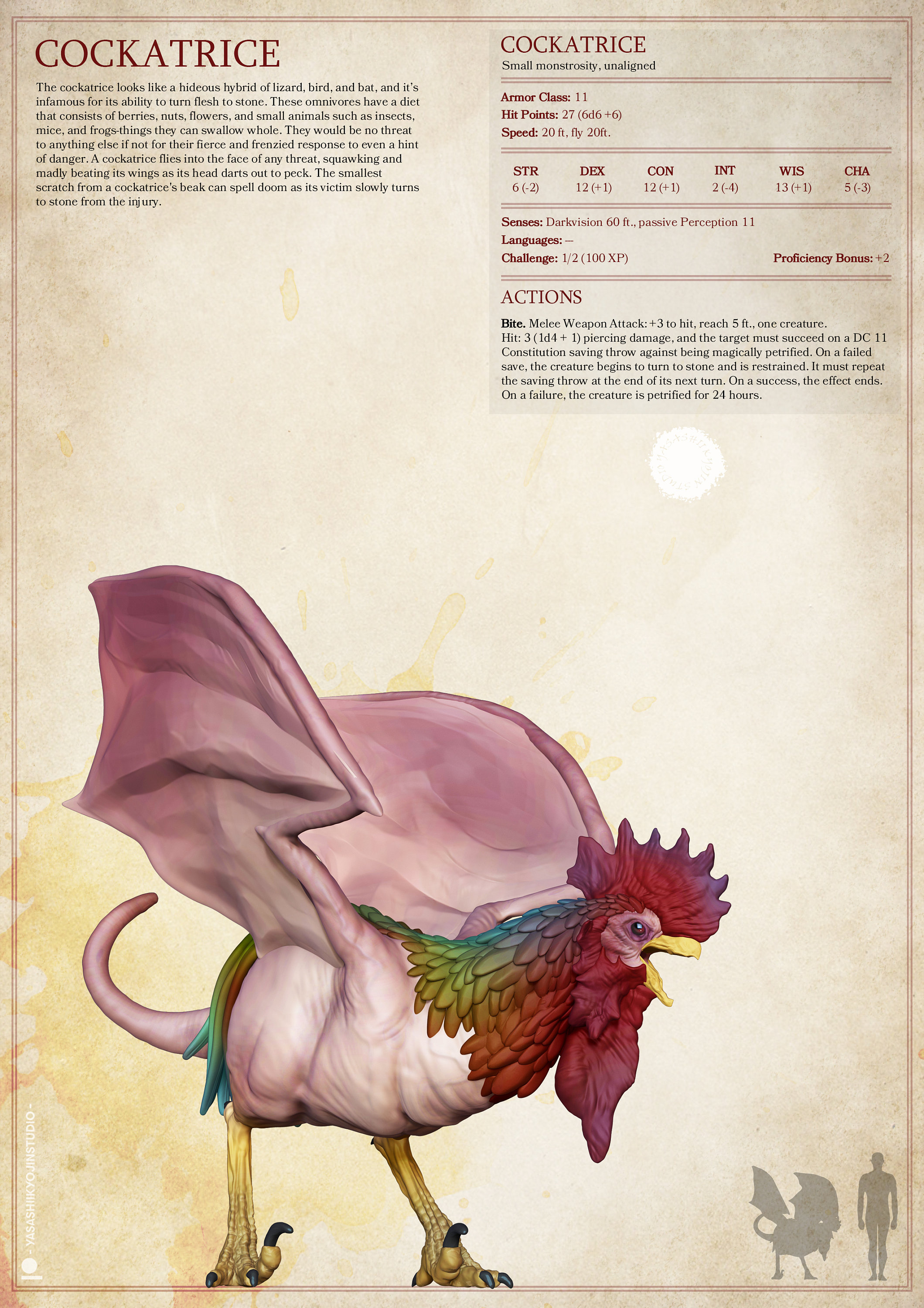 Cockatrice by Yasashii Kyojin Studio for Dungeons and Dragons - Etsy
