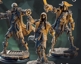 Pirate Zombie Undead Crew Miniature Set for Dungeons and Dragons Tabletop RPG