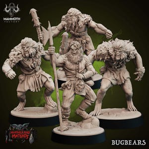 Bugbears (3 poses) • Marshes & Madlands • door Mammoth Factory | Kerkers en draken | Tafelspellen | Harsminiatuur
