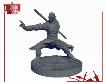 32mm Elf Monk for Dungeons and Dragons | D&D | Pathfinder | RPG | 5e | DnD | Tabletop Games | Wargames | Resin Miniature