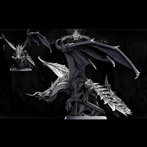 Elder Black Dragon • Black Dragons • by Mini Monster Mayhem | Dungeons and Dragons | D&D | Tabletop Games | Resin Miniature