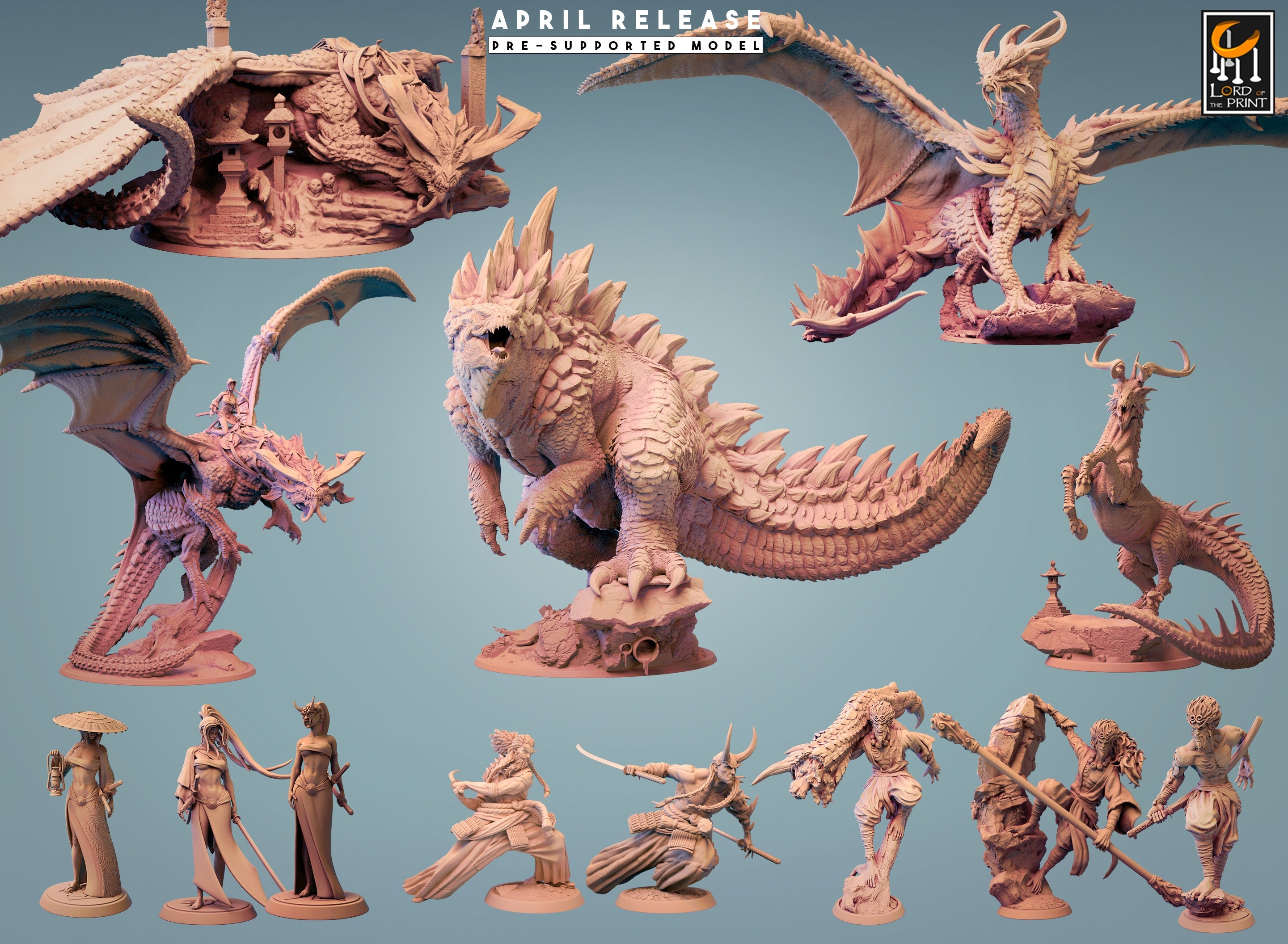 B014 - Legendary character design, The lightning creature Gojira, STL –  World of STL