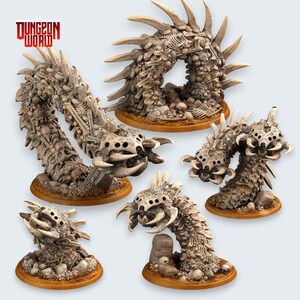 Undead Bone Worm Mini Set Dungeons and Dragons Miniatures for Tabletop RPGs