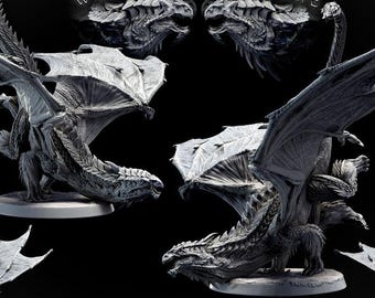 Adolescent White Dragon Pose 2 • White Dragons • by Mini Monster Mayhem | Dungeons and Dragons | D&D | Tabletop Games | Resin Miniature