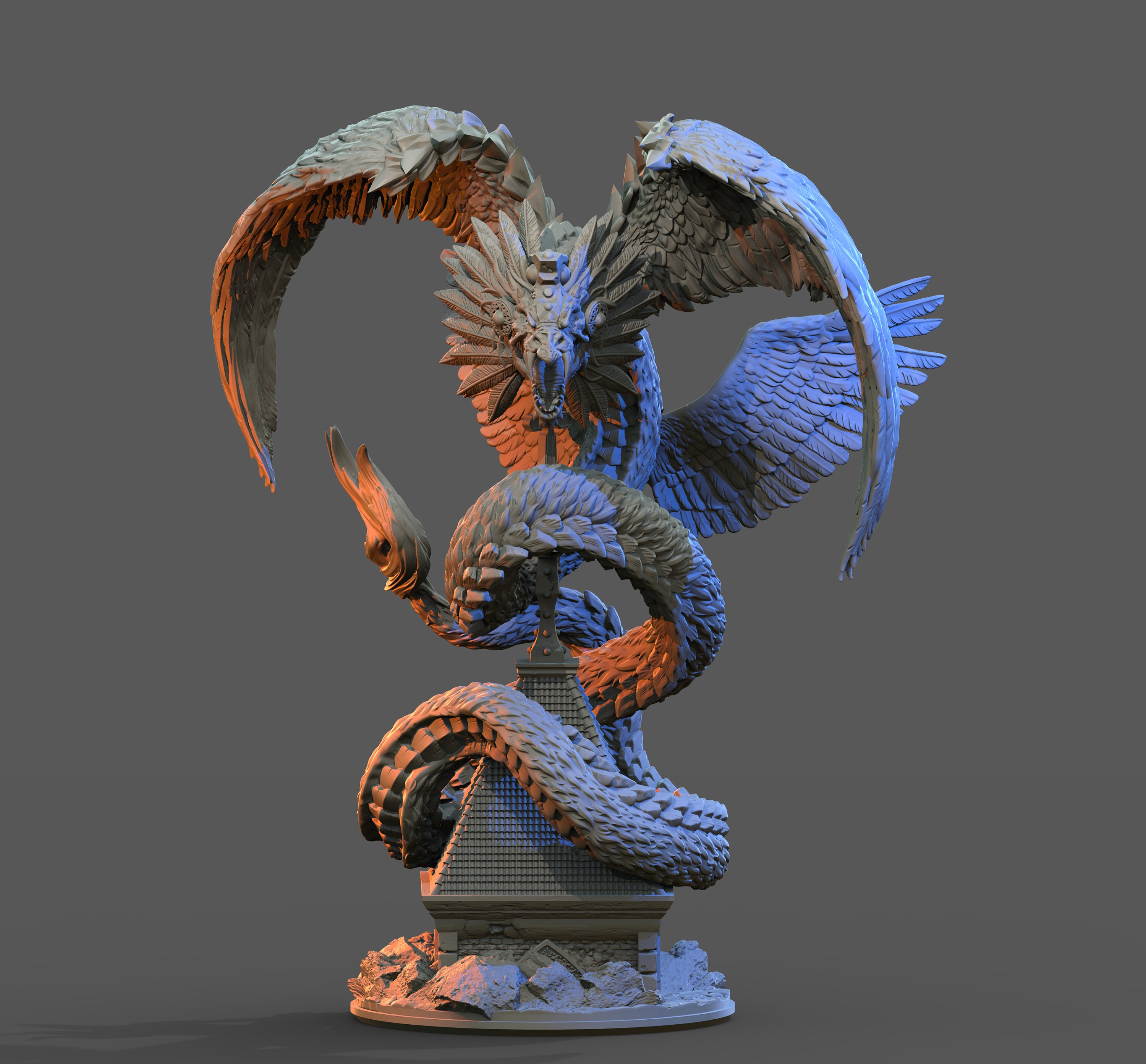 Quetzalcoatl Dragon Aztec Miniature for Dungeons and Dragons
