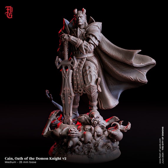 Demon Knight Cain Miniature for Dungeons and Dragons Tabletop RPG