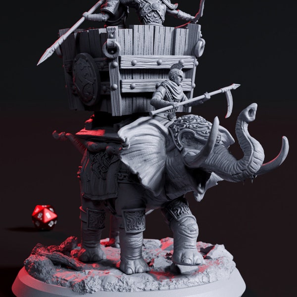 Éléphant de guerre par la chair des dieux | Donjons et Dragons | D&D | Jeux de table | Jeux de guerre | Résine Miniature
