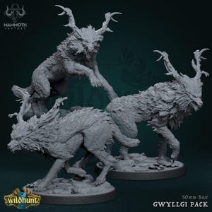 Hellhound Miniatures Demon Wolf Beast Cursed Hound Monster Set for DnD Tabletop RPG