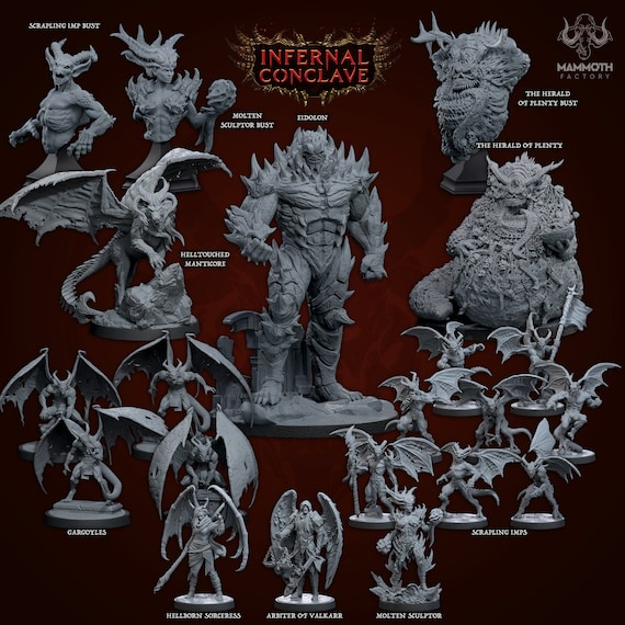 Stonecursed Gargoyle Miniature Set Cursed Stone Demons Dnd