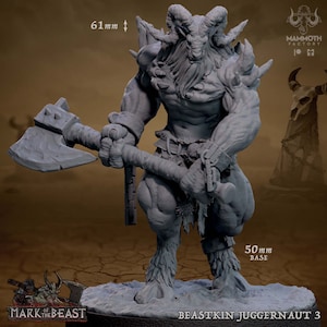 Beastkin Juggernaut 3 • Mark of the Beast • autorstwa Mammoth Factory | Dungeons and Dragons | Gry planszowe | Miniatura z żywicy