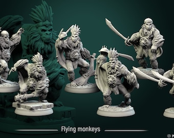 Macacos Voadores (6 Poses) • Monkey Valley • por White Werewolf Tavern | Dungeons and Dragons | Jogos de Mesa | Jogos de Guerra | Miniatura de Resina