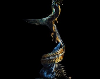 Miniatura de dragón dorado volador pintada a mano para Dungeons and Dragons