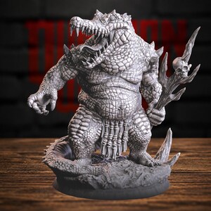 Krokodilkrieger-Monster-Miniatur: Eisenfresser, reptilienartiger Brute-Boss für DnD-Tabletop-Rollenspiele