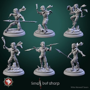 Guerreros medianos (6 poses) • Pequeños pero afilados • por White Werewolf Tavern / Dungeons and Dragons / Juegos de mesa / Miniatura de resina