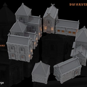 Dwarven Market Square (7 Models) by Mujja&#39;s Forge | Dungeons and Dragons | D&D | Wargames | DnD | Tabletop Games | Scatter Terrain