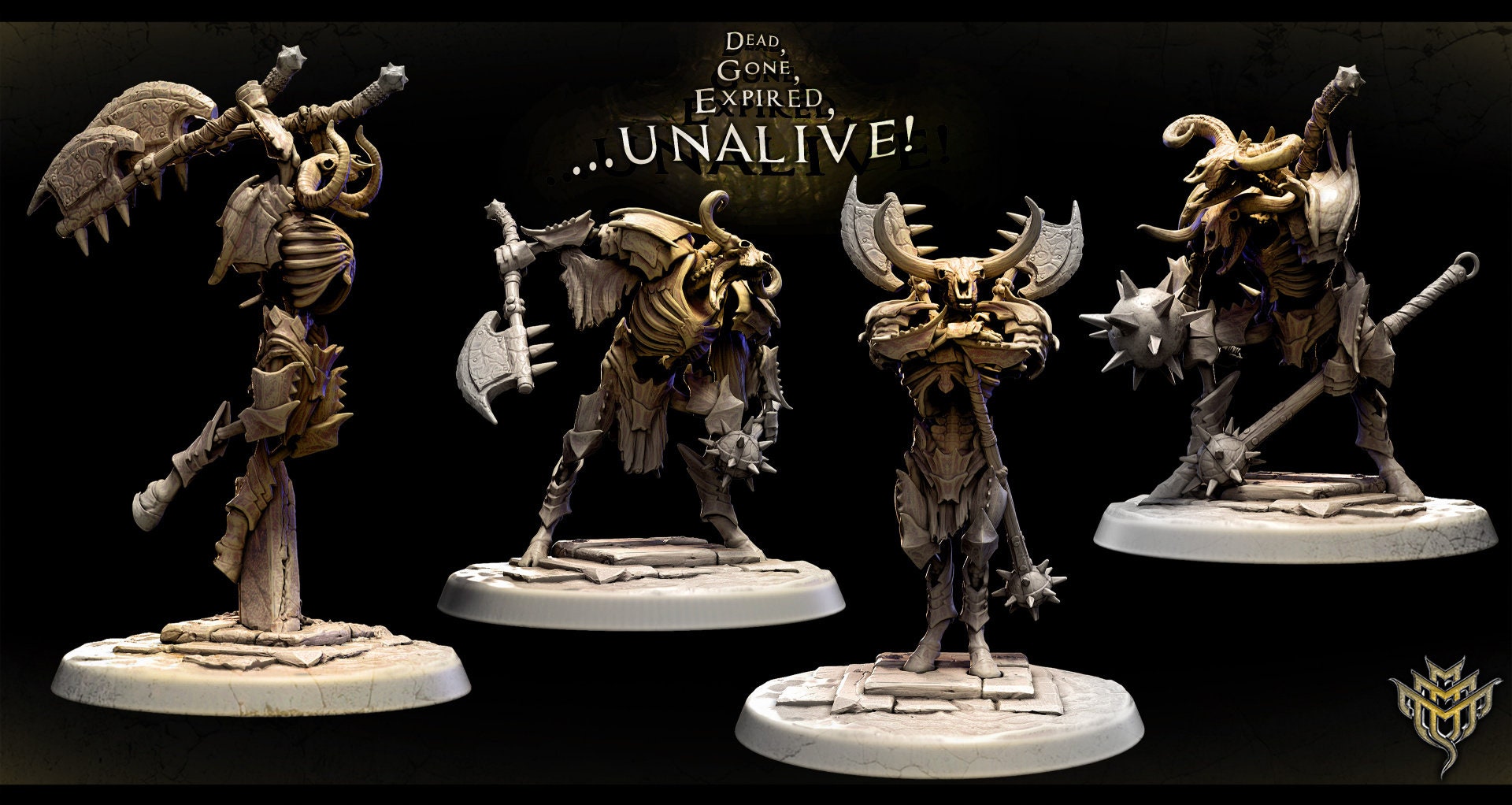 Skele Taurs (4 Poses) • Dead Gone Expired Unalive • Mini Monster Mayhem | Dungeons and Dragons | Tabletop Games | Wargames|Resin Miniature