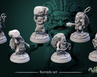 Korred Forest Dwarf Miniature Set for Dungeons and Dragons Tabletop RPG