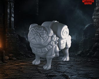 Pug Companion Dungeons and Dragons Miniature for Tabletop RPGs