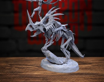 Lich Dinosaur Zombie Triceratops Mount Miniature for Dungeons and Dragons Tabletop RPG