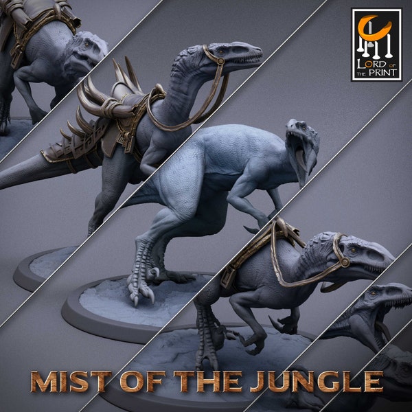 Raptor Pack (12 models) • Mist of the Jungle • by Rescale Miniatures | Dungeons and Dragons | Tabletop Games | DND | Resin Miniature