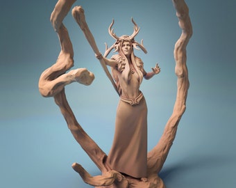 Druida femenina de Rescale Miniatures / Dungeons and Dragons / D&D / Juegos de mesa / Juegos de guerra / Miniatura de resina